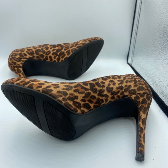 Lauren Conrad Black Brown Blossom Leopard Print High Heel Shoes - Picture 6 of 10